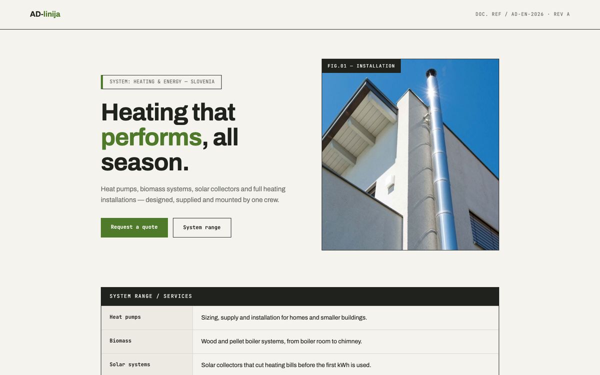 AD-linija concept website