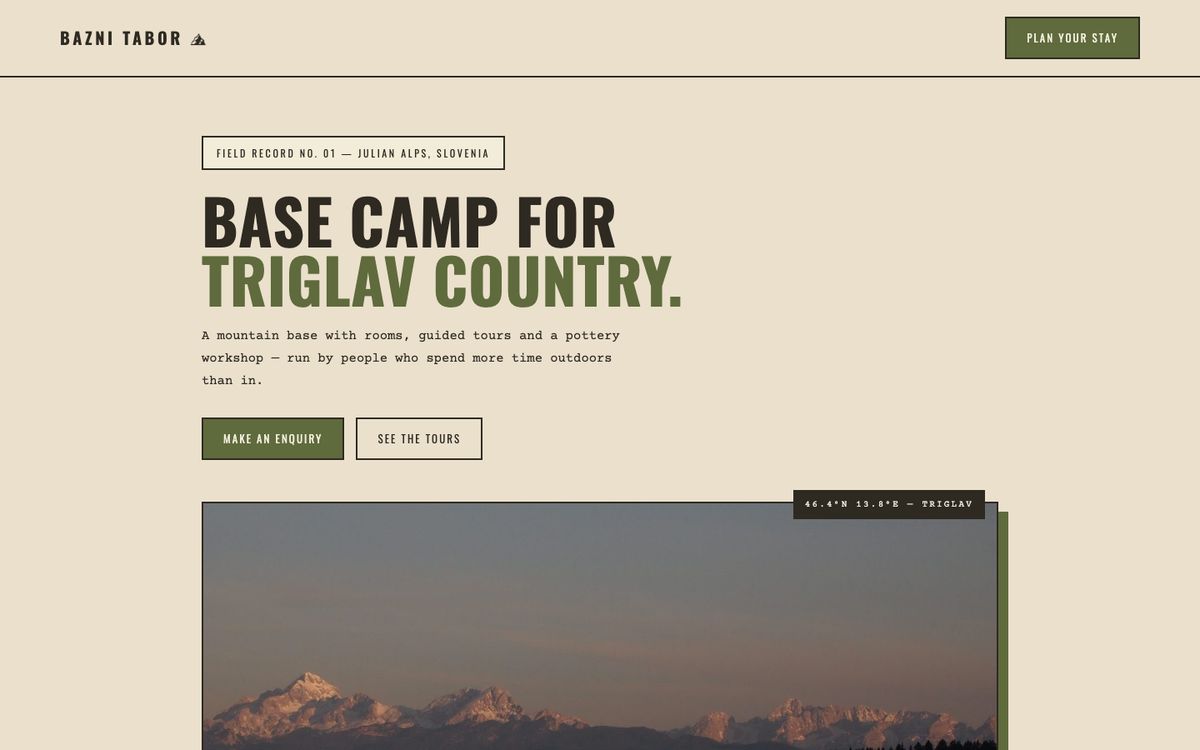 Bazni Tabor concept website