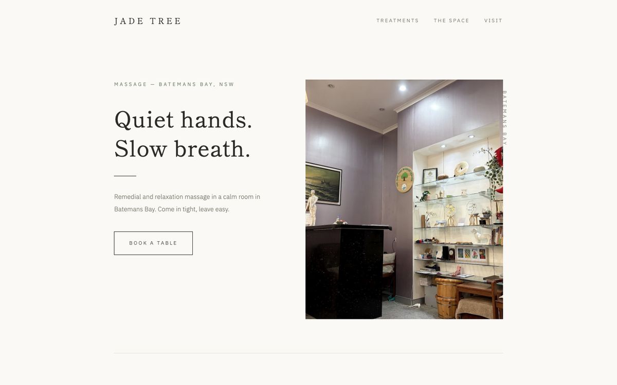 The Jade Tree Massage Centre concept website