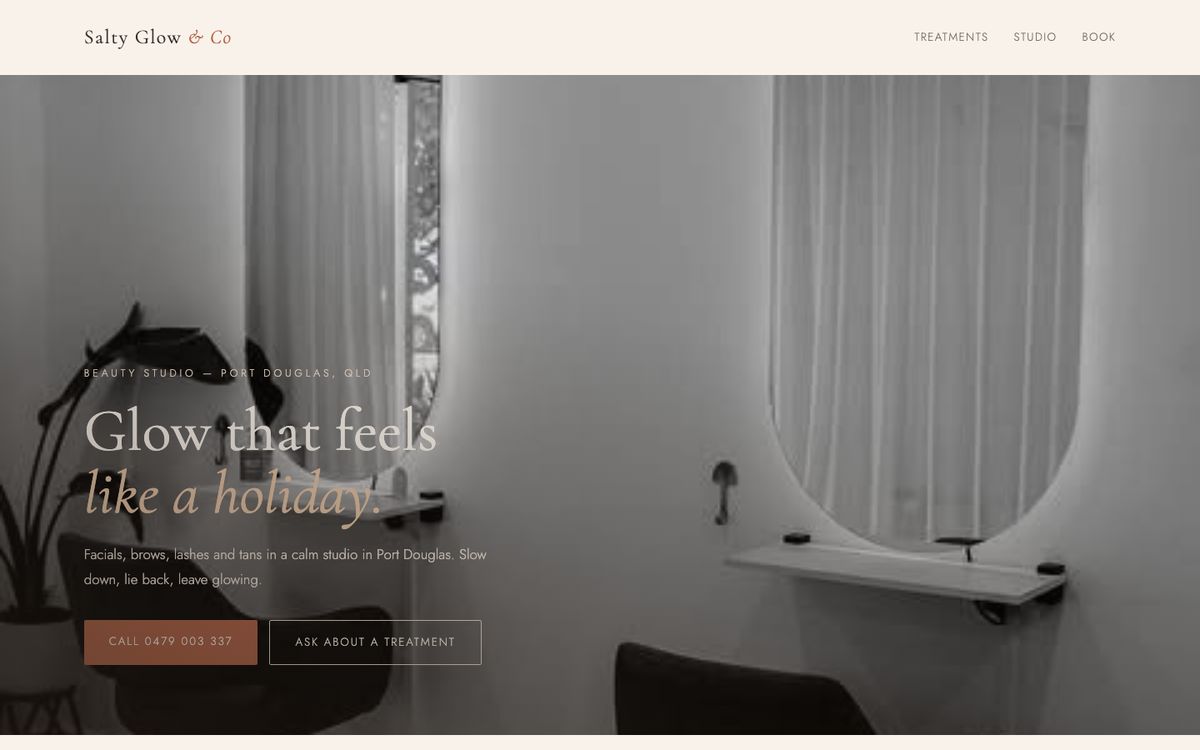 Salty Glow & Co concept website