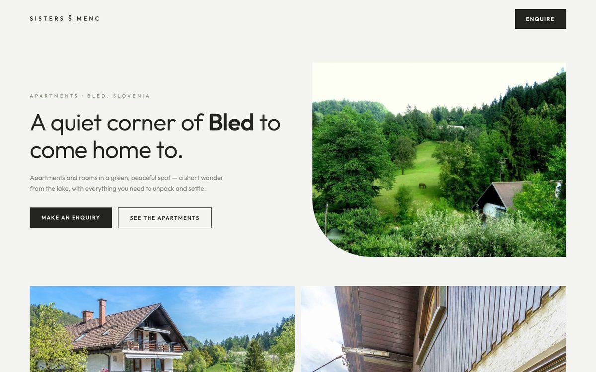 Sisters Šimenc Apartments concept website