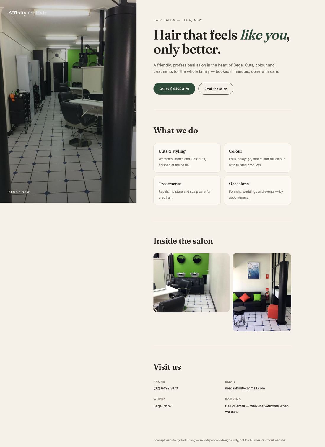 Affinity for Hair — full concept page
