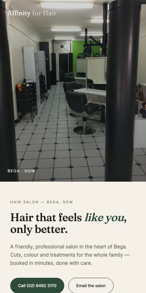 Affinity for Hair — mobile view