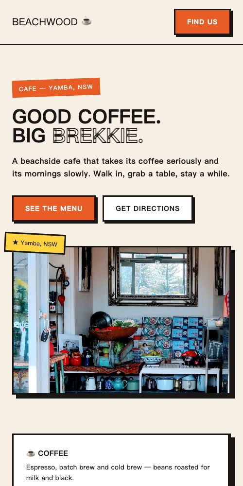 Beachwood Cafe — mobile view
