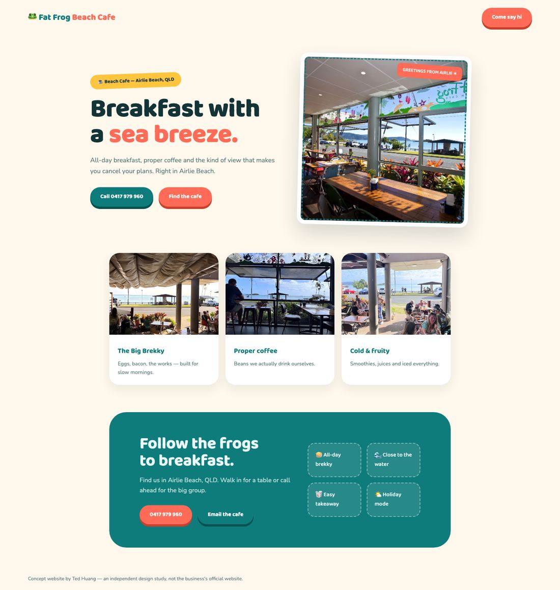 Fat Frog Beach Cafe — full concept page