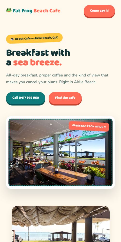 Fat Frog Beach Cafe — mobile view