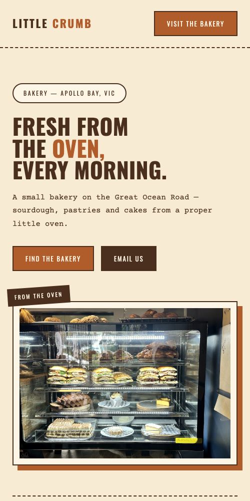 Little Crumb Bakery — mobile view