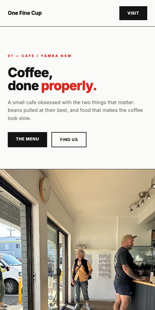 One Fine Cup — mobile view