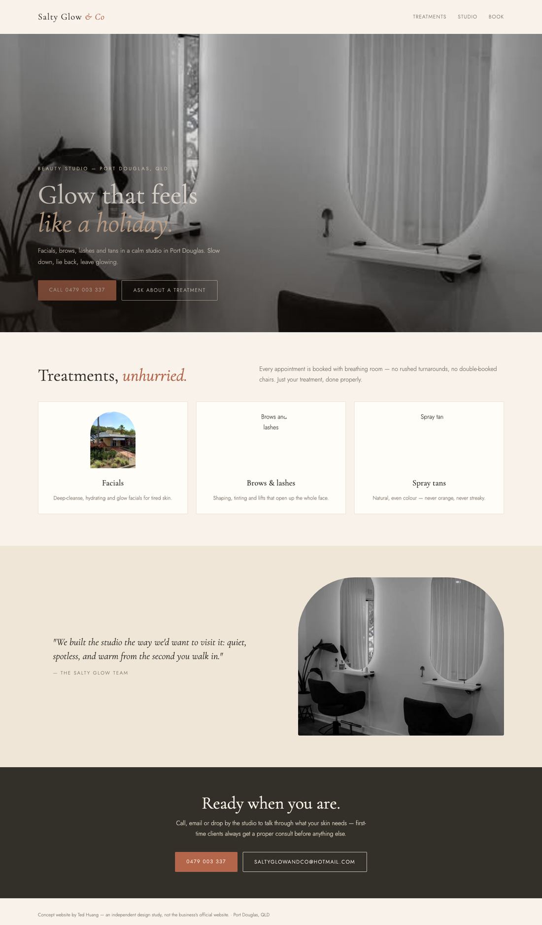 Salty Glow & Co — full concept page