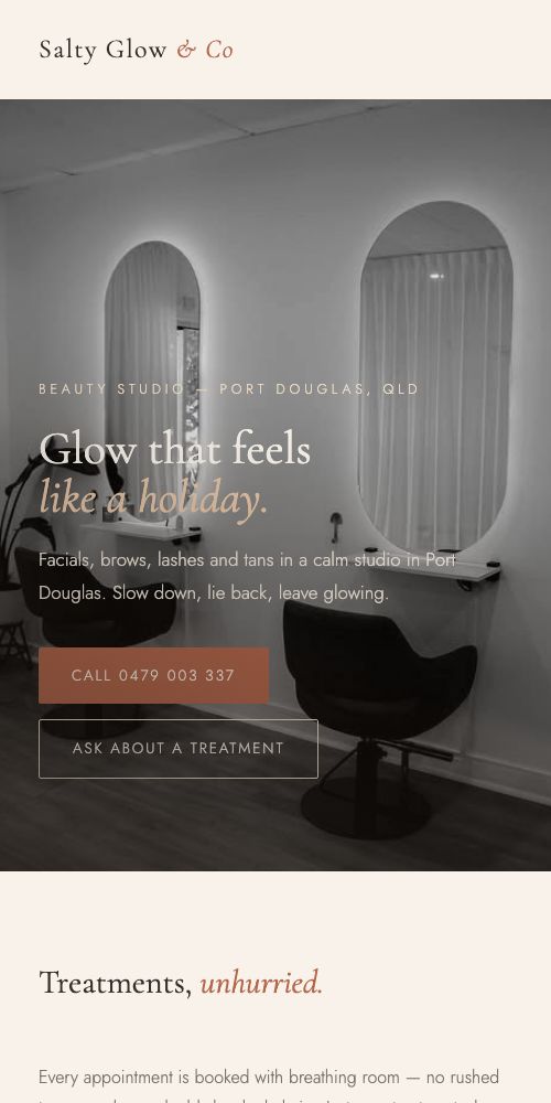 Salty Glow & Co — mobile view