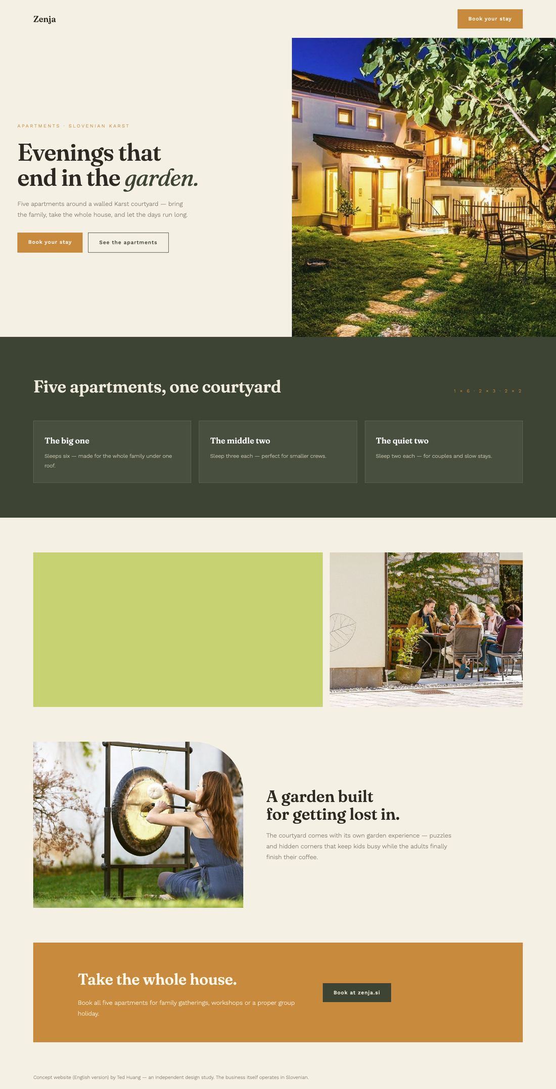 Zenja Apartmaji — full concept page